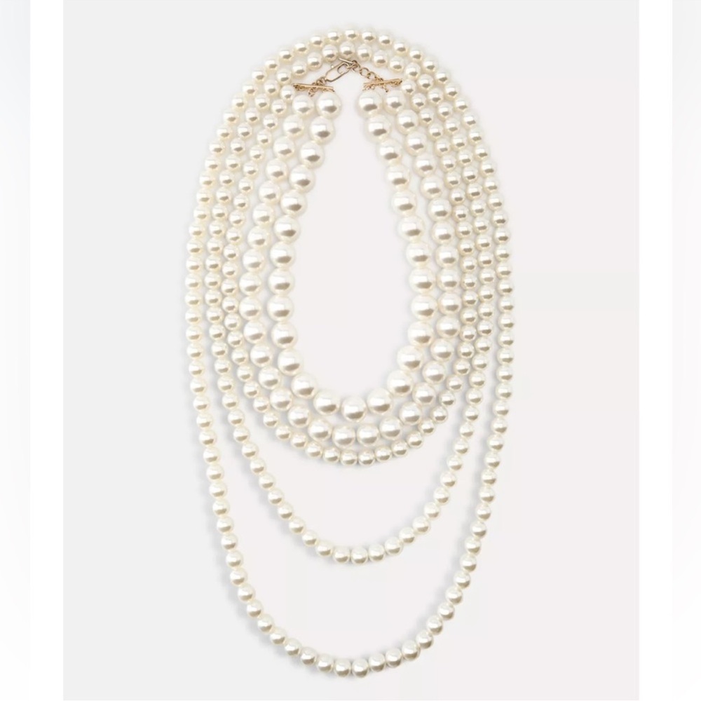 Zara Multi Strand Faux Pearl Necklace NWT 4736/070